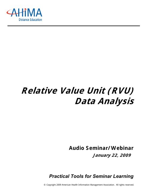 Relative Value Unit (RVU) - American Health Information ...