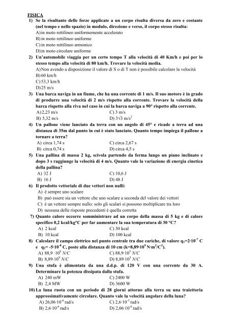 SIMULAZIONE PROVA DI VERIFICA DELLE CONOS - Agraria