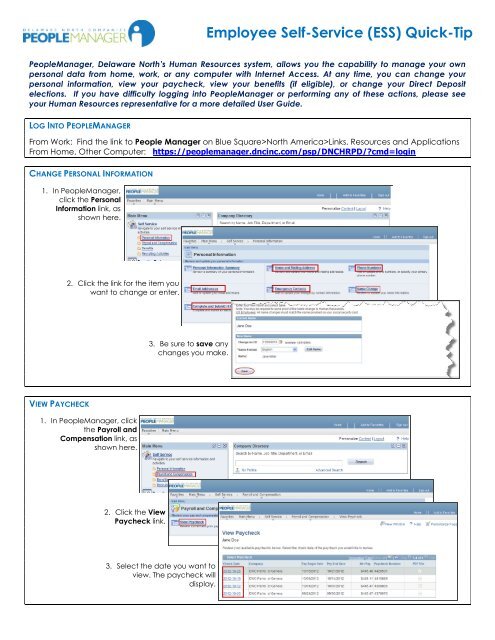 Employee Self-Service (ESS) Quick-Tip - Delaware North