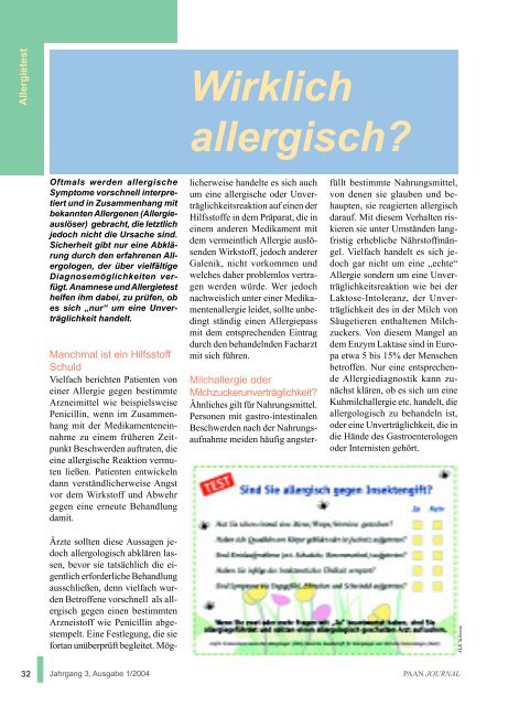 Allergien - PAAN Bundesverband - Patientenorganisationen, Allergie