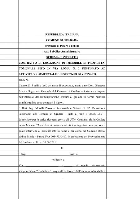 schema contratto locazione - Comune di Gradara