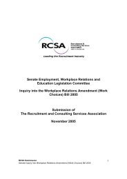 Inquiry into the Workplace Relations Amendment - RCSA