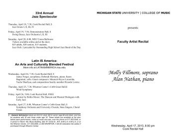 Molly Fillmore, soprano Alan Nathan, piano - MSU College of Music ...