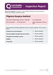 Inspection Report - Pilgrims Hospices