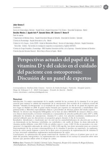 Perspectivas actuales del papel de la vitamina D y del calcio en el ...