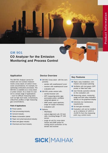 GM 901 CO Analyzer for the Emission Monitoring and Process Control