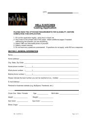 HELL'S KITCHEN Casting Application