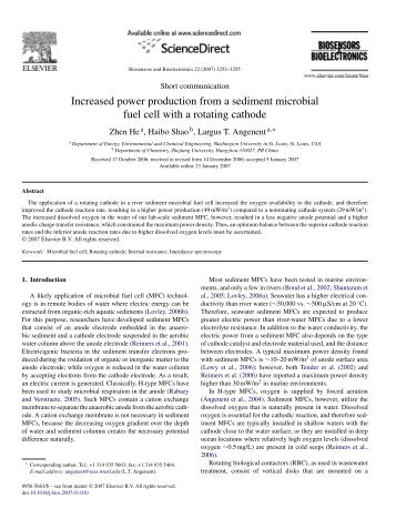 Increased power production from a sediment microbial fuel cell with ...