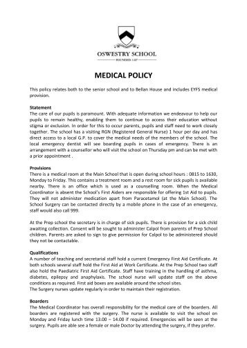 Medical Policy - Oswestry School