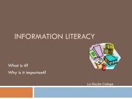 Information Literacy - Intranet - La Roche College