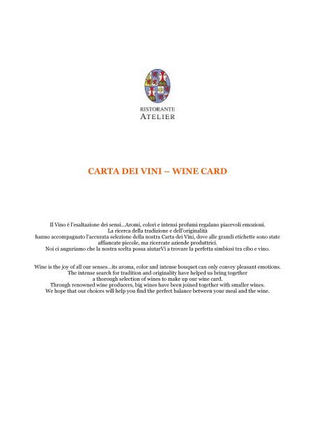 Download Wine Card - Ristorante Atelier