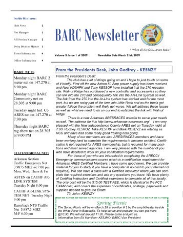 BARC Newsletter - arkansas ares races