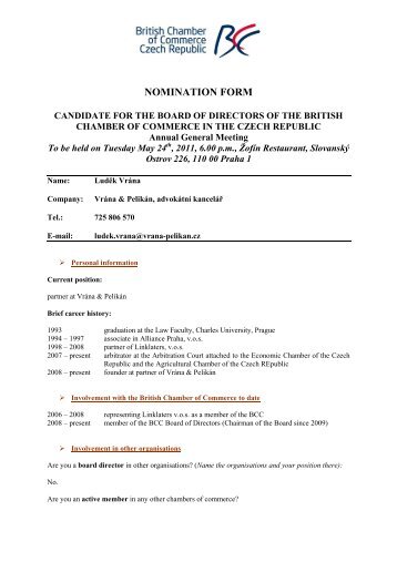 Ludek Vrana BCC Nomination 2011 - British Chamber of Commerce ...