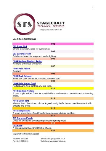 Lee Filters Gel Colours - Stagecraft