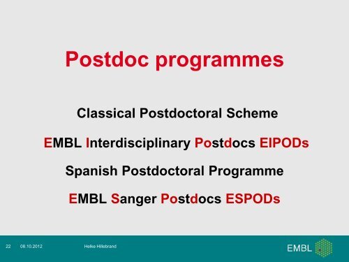 Internal Training @ EMBL - European Bioinformatics Institute