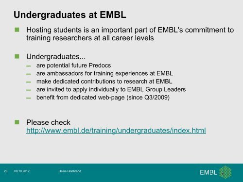 Internal Training @ EMBL - European Bioinformatics Institute