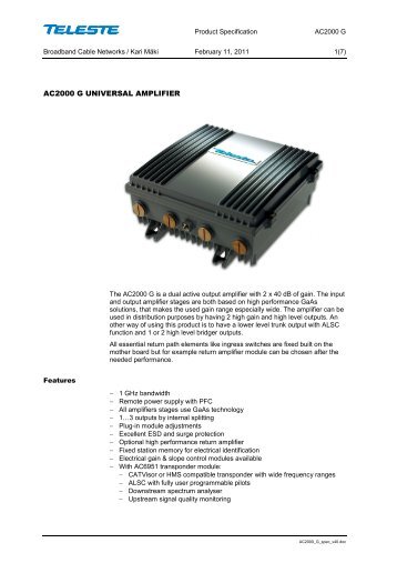 Product specification - HFC Technics