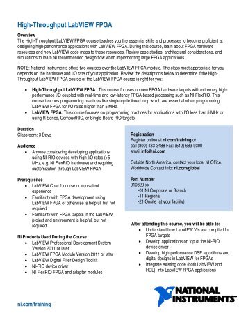 High-Throughput LabVIEW FPGA Course Outline