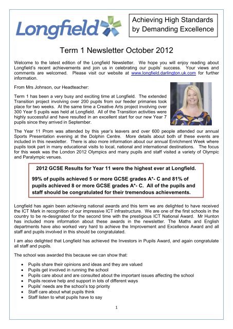 Please click here to open the newsletter - Longfield School - Uk.com