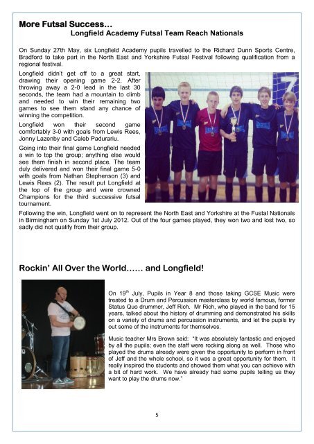 Please click here to open the newsletter - Longfield School - Uk.com