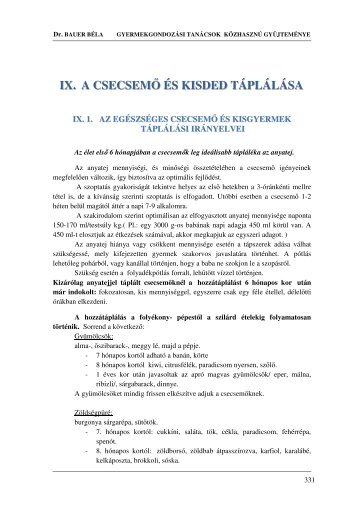 ix. a csecsemÅ‘ Ã©s kisded tÃ¡plÃ¡lÃ¡sa - Conexiuni Medicale