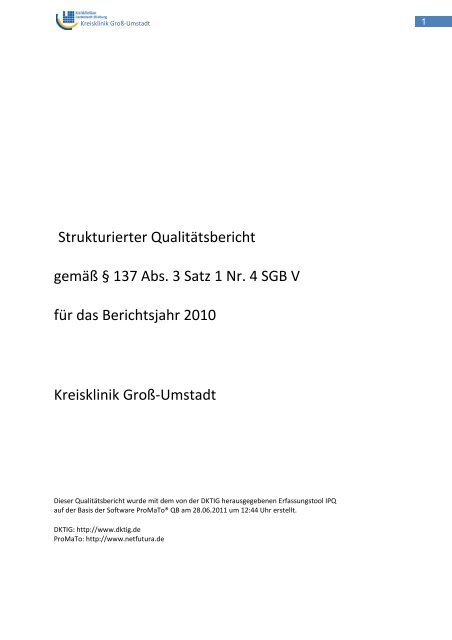 QualitÃ¤tsbericht der Kreisklinik GroÃ-Umstadt - Kreiskliniken ...