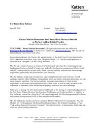 For Immediate Release Katten Muchin Rosenman Adds Bernadette ...