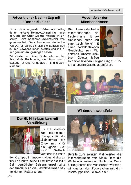 Heimzeitung Ausgabe 11 - und Pflegeheim Maria Rast in Maria ...