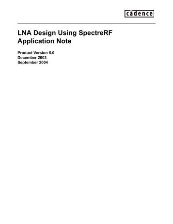 LNA Design Using SpectreRF