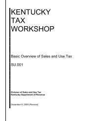 kentucky tax workshop - Kentucky: Revenue Employee Website