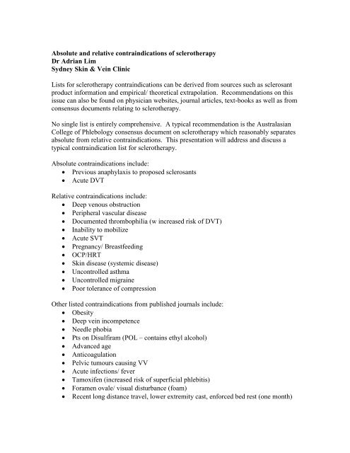 Absolute And Relative Contraindications Of Sclerotherapy Dr Adrian