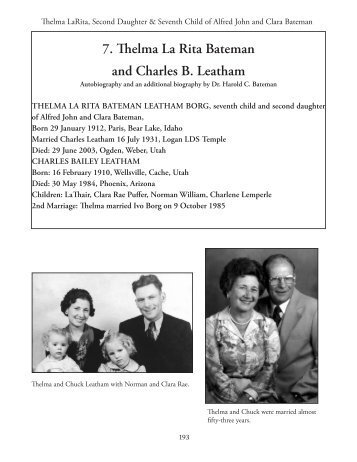 7. Thelma La Rita Bateman and Charles B. Leatham - Bateman Family