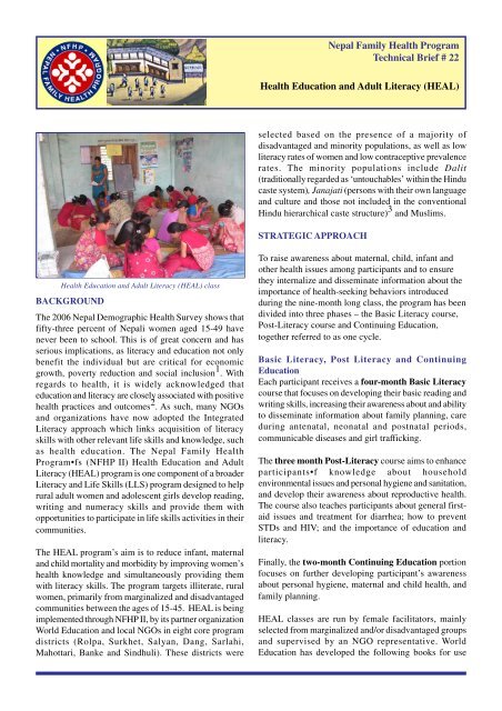 Heal Technical Brief Pmd Nepal Family Health Program Ii
