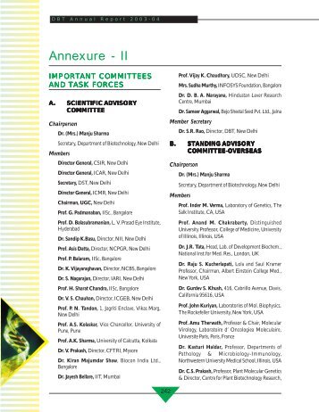 Annexure - II - Department of Biotechnology