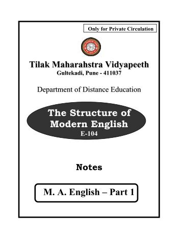 E-104 Structure of Modern English - Tilak Maharashtra Vidyapeeth