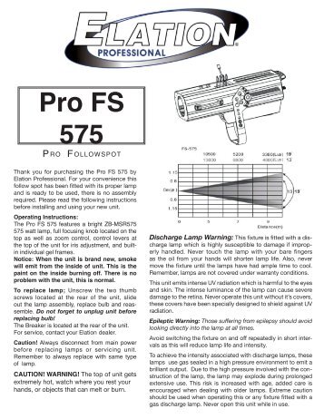 Pro FS 575 User Manual (pdf) - Elation Professional