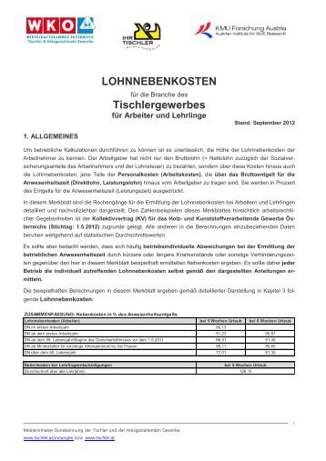 LOHN- UND GEHALTSNEBENKOSTEN - Tischler