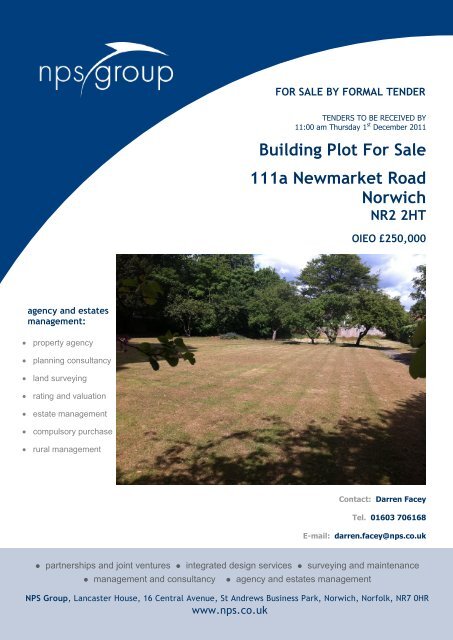 Building Plot For Sale 111a Newmarket Road Norwich NR2 ... - NPS