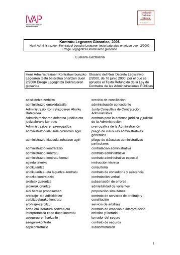 1 Kontratu Legearen Glosarioa, 2006 - IVAP