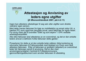 Attestasjon og Anvisning av leders egne utgifter (jfr ...