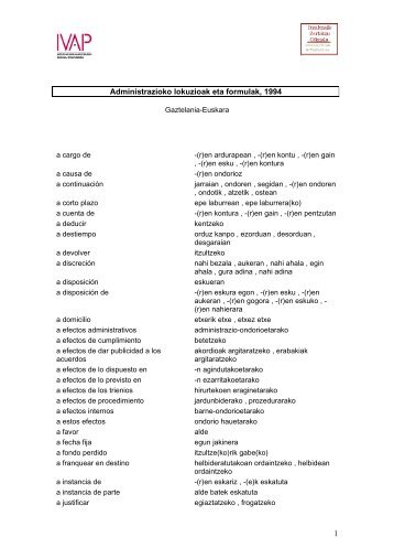 1 Administrazioko lokuzioak eta formulak, 1994 - IVAP