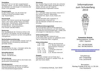 Informationen zum Schulanfang 2010 - Comenius-Schule Eppstein