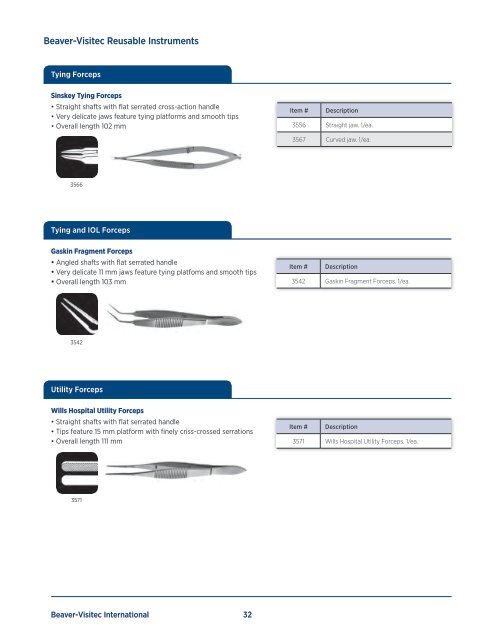 Reusable Instrument Catalog - Beaver-Visitec International