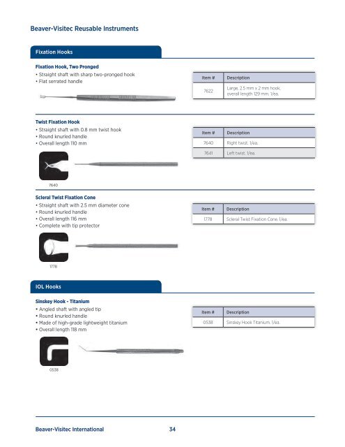 Reusable Instrument Catalog - Beaver-Visitec International