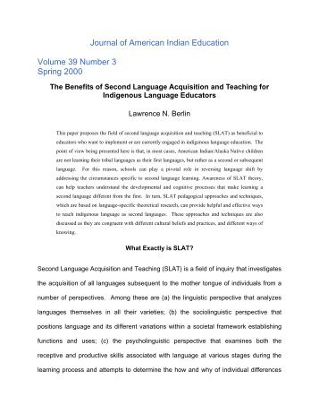 The Benefits of Second Language Acquisition and Teaching