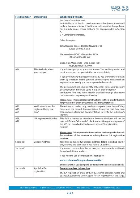 WG 2.3 Applying for a CRB clearance - British Rowing