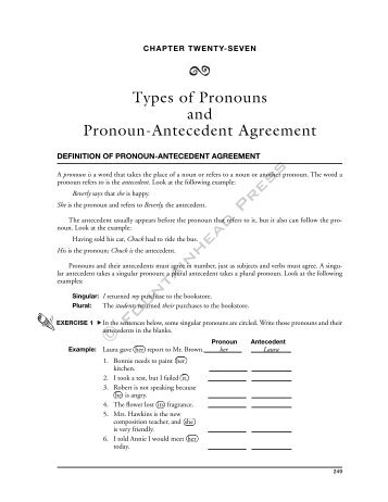 Types of Pronouns and Pronoun-Antecedent Agreement