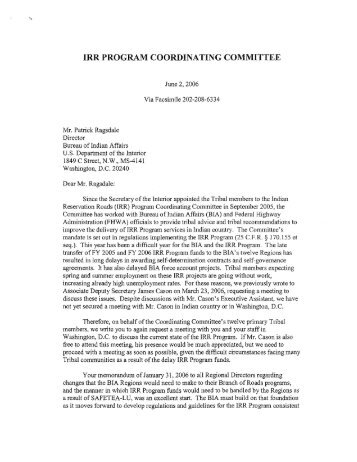 Letter to Ragsdale 6-02-06 - Michigan Tech Tribal Technical ...