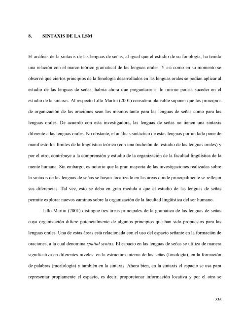 capÃ­tulo 8. sintaxis de la lsm - Estudios de LingÃ¼Ã­stica EspaÃ±ola