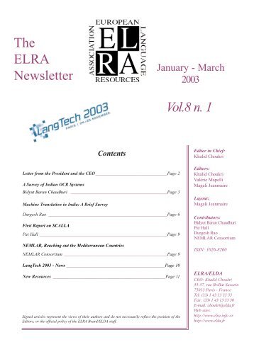 Vol.8 Nº1, January-March 2003 - ELRA